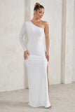 Melanie White One Shoulder Split Maxi Dress