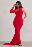 Katarina Red One Shoulder Fishtail Maxi Dress