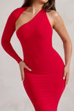 Katarina Red One Shoulder Fishtail Maxi Dress