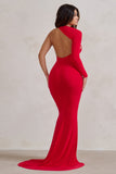 Katarina Red One Shoulder Fishtail Maxi Dress