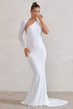 Katarina White One Shoulder Fishtail Maxi Dress