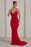 Endless Love Red Backless Knot Detail Fishtail Maxi Dress