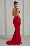 Endless Love Red Backless Knot Detail Fishtail Maxi Dress