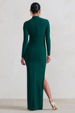 Alejandra Green Maternity Long Sleeve High Neck Maxi Dress