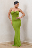 Wild Fantasy Green Bandeau Sweetheart Maxi Dress