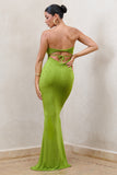 Wild Fantasy Green Bandeau Sweetheart Maxi Dress