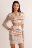 Aftermath Champagne Sequin Crop Top